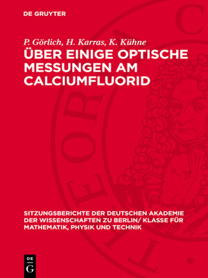 cover image of Über einige optische Messungen am Calciumfluorid